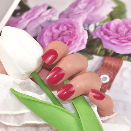 Vista 9 de Tiras de uñas de gel rojo burdeos color sólido pegatinas de gel de uñas 20 envolturas de manicura extra largas
