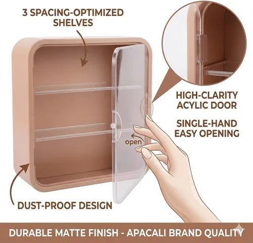 Vista 3 de Vitrina en miniatura para figuras coleccionables, caja transparente con estantes, organizador de plástico montado en la pared o en el escritorio