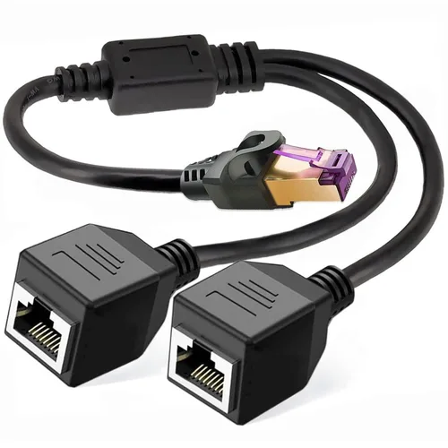 Vista 8 de Divisor Ethernet 1 a 2, adaptador divisor de red LAN RJ45 1 macho a 2 hembras adecuado para conector de enchufe LAN Cat5, Cat5e, Cat6, Cat7