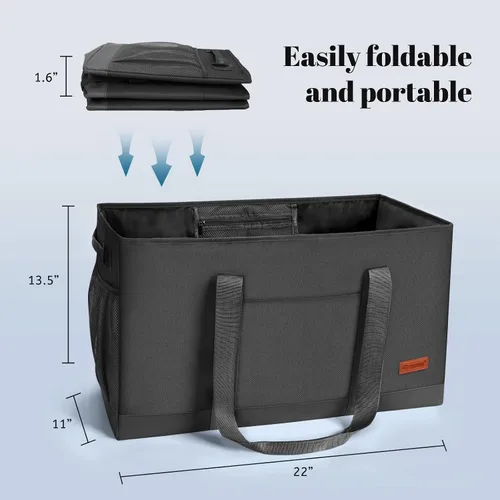 Vista 6 de MHOMER Bolsas de compras reutilizables verticales extra impermeables, bolsa tote extragrande con asas de transporte, bolsas de compras plegables