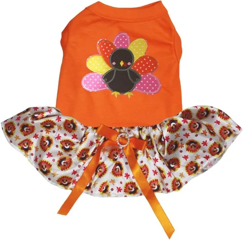 Vista 4 de Petitebella Vestido de cachorro de pavo arcoíris (marrón/naranja, talla XS)