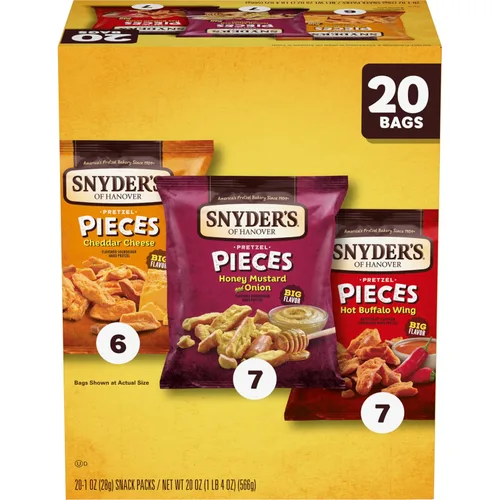 Vista 10 de Snyder's of Hanover Pretzels, paquete variado de paquetes individuales de 100 calorías, 22 unidades (paquete de 4)