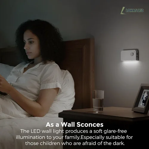 Vista 6 de L LOHAS LED Luz nocturna con sensor de movimiento, luces de escalera para Blanco