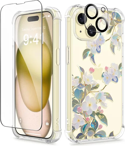 Vista 138 de GVIEWIN - Funda para iPhone 11 con protector de pantalla + protector de lente de cámara, cubierta protectora transparente suave de poliuretano