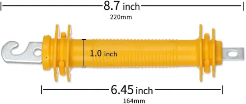 Vista 2 de 5PCS Cerca Eléctrica Sintética Rubbergate Goma Puerta Manija, Gancho De Acero Estampado Pesado, Amarillo Heavy Stamped Steel Hook · Secure