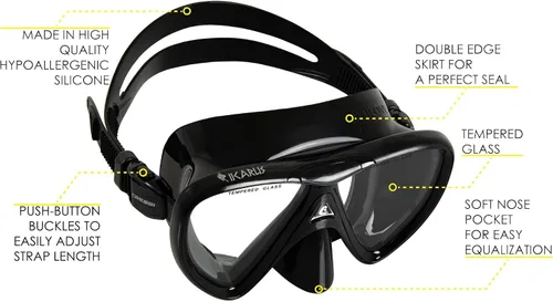 Vista 2 de Cressi - Juego de snorkel para adulto en silicona cómoda y pura, máscara y snorkel semiseco Ikarus & Orion