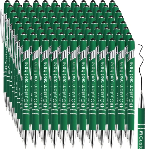 Vista 10 de Amlion Bolígrafos personalizados a granel, bolígrafos personalizados con lápiz capacitivo con nombre, mensaje y logotipo grabado, regalo