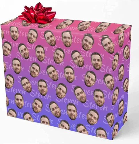 Vista 16 de M YESCUSTOM Papel de regalo con fotos personalizadas, papel de regalo para el Día de la Madre, Día del Padre, cumpleaños, Navidad