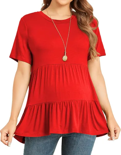 Vista 2 de Xpenyo Blusas de maternidad para mujer, de manga larga, estilo casual, para embarazadas, para otoño, a la moda, cuello redondo, blusas elegantes