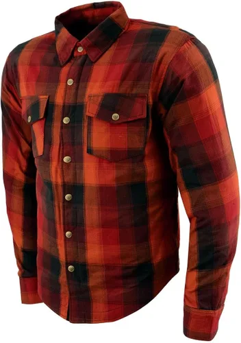 Vista 18 de Camisa de motociclista Milwaukee Leather para hombre, de franela a cuadros con fibra de aramida y armadura - Azul pequeña