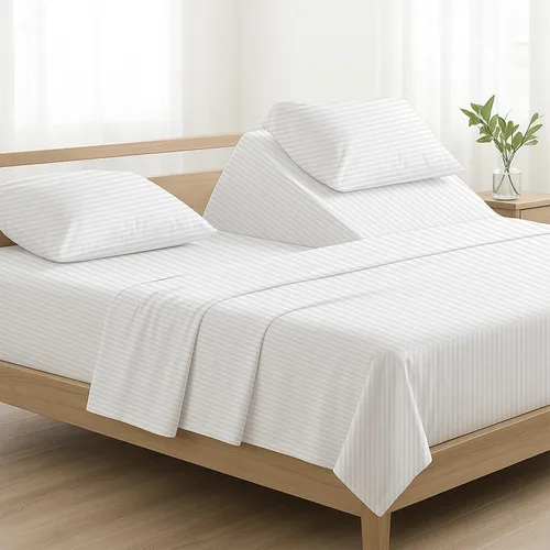 Vista 18 de NON Sticky cotton Juego de sábanas de 4 piezas para cama ajustable con números de sueño, 100% algodón egipcio, cabezal flexible de 34 pulgadas, se