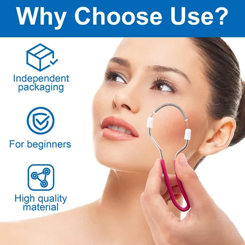 Vista 3 de 2 unidades de removedor de vello facial manual, depiladora de resorte facial de acero inoxidable con asa, herramienta de eliminación de vello facial