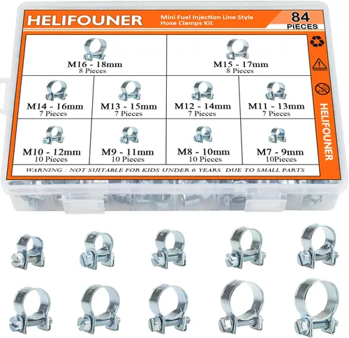 Vista 11 de HELIFOUNER 20 piezas de abrazaderas de manguera de inyección de combustible estilo mini de 7-9mm, abrazaderas ajustables de tubo de clip de manguera