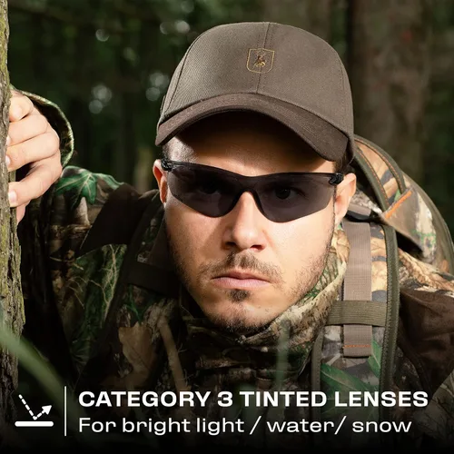 Vista 5 de NoCry Gafas de sol de seguridad para hombres y mujeres; gafas de seguridad tintadas oscuras con lentes antivaho y antiarañazos y estuche