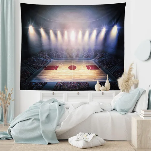 Vista 54 de Ambesonne Tapiz de hongos, atmósfera psicodélica, escena astral estrellada con motivos orientales trippy, decoración de tela para colgar en la pared