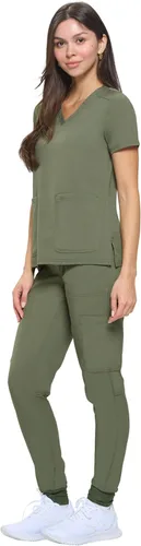 Vista 2 de Natural Uniforms Conjunto deportivo elástico esencial para mujer