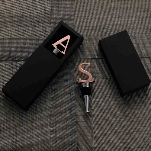 Vista 8 de Tapones de vino, tapones reutilizables para botellas de vino, chapado en oro rosa, tapón de vino con letra, regalo perfecto para vino, amplio uso
