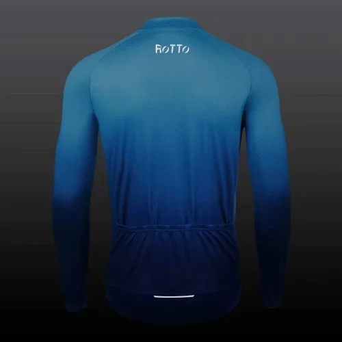 Vista 7 de ROTTO Camiseta de ciclismo para hombre, manga larga, color degradado