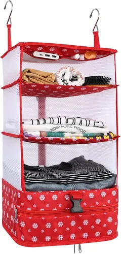 Vista 23 de Surblue Bolsa de Almacenamiento para Viaje con Estantes Colgantes, Cubo de Empaque de Compresión para Maleta Plegable con Capa Extensible de Gran
