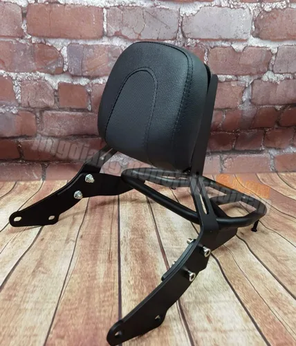 Vista 2 de Respaldo Sissy Bar - Portaequipajes para motocicleta y bicicleta Triumph Street Scrambler Speed Twin 17-22 (respaldo negro con estante)