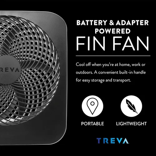 Vista 3 de Treva Ventilador portátil de 10 pulgadas, alimentado por batería y/o adaptador de CA - Ventilador de escritorio con circulación de aire con 2