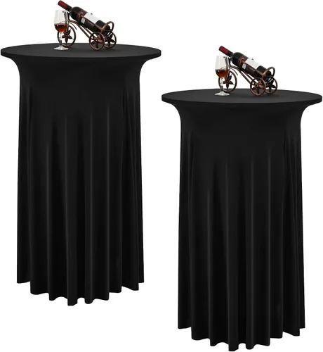 Vista 20 de 6 Paquetes de Faldas Redondas para Mesa de Cóctel de 32" x 43" Elastano Extensible Mantel de Cóctel con Cortinas Onduladas, Fundas de Mesa Alta