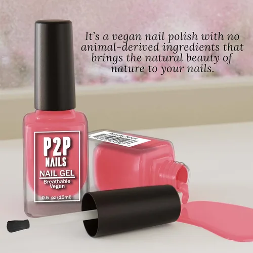 Vista 7 de P2P Nails Esmalte de uñas en gel vegano rosa – Esmalte de uñas de secado rápido – Gel de uñas de textura suave en colores vibrantes – Esmalte en gel