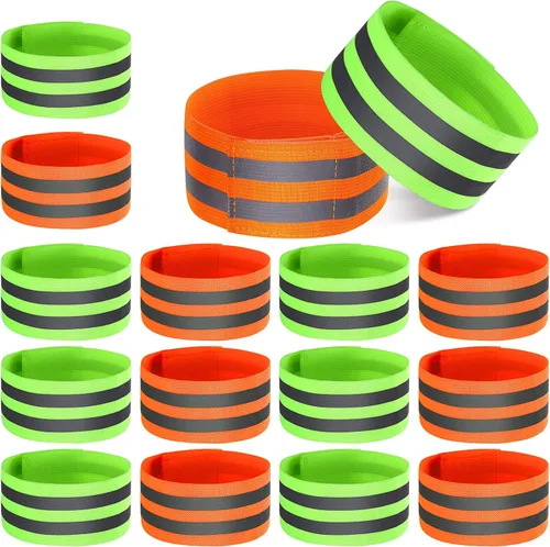 Vista 10 de 16 piezas de bandas reflectantes, bandas reflectoras para muñeca, brazo, tobillo, pierna, cintas de seguridad de equipo reflectante de alta