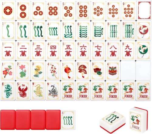 Vista 10 de Silipull Juego de 160 azulejos Mahjong grabados americanos verdes de 1.2