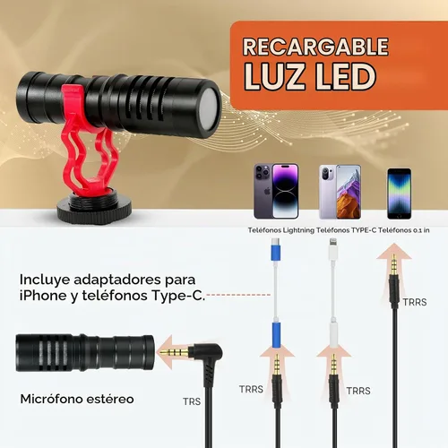 Vista 3 de Kit de vlogging para iPhone, Android, kit de inicio compatible
