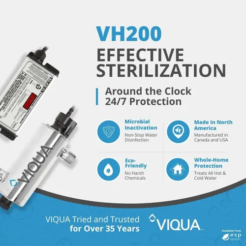 Vista 2 de VIQUA Sistema de agua ultravioleta de acero inoxidable VH200 Home - 9 GPM 35W