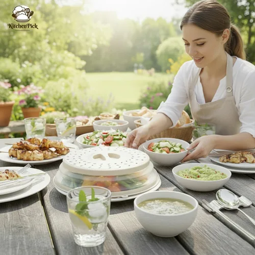 Vista 6 de s Cubierta para salpicaduras de microondas, cubierta de microondas para alimentos, tapa protectora de salpicaduras de microondas con asa, cubierta