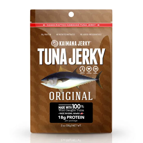 Vista 16 de Kaimana Ahi Atún Jerky, chile hawaiano, 2 onzas, capturado en la naturaleza, alto en Omega 3, totalmente natural, fabricado en los Estados Unidos