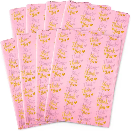 Vista 7 de MR FIVE 200 hojas de papel de seda dorado de agradecimiento a granel, 20 x 14 pulgadas, papel de seda dorado de agradecimiento para embalaje Negro