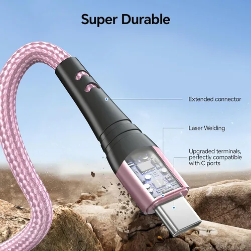 Vista 4 de Dayaoncy Cable de carga USB C de 10 pies de carga rápida, 100 W, paquete de 2 unidades USB C a C de 10 pies, cable de carga rápido tipo C a tipo C