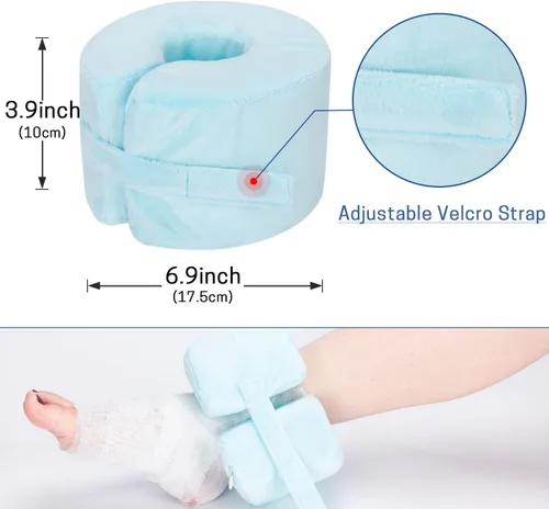 Vista 2 de Almohada de elevación de pie Protector de talón de tobillo Cojín de soporte de pie de cuña Funda extraíble con cremallera antiescaras para reposo