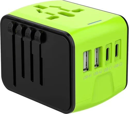 Vista 12 de JMFONE Adaptador de viaje universal con GaN 100W, adaptador de enchufe de corriente internacional de 5 puertos [4*USB C+1*USB A] y múltiples tomas