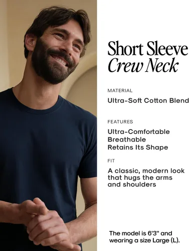 Vista 8 de True Classic Camisetas de manga corta con cuello redondo para hombre, mezcla de algodón, lisas