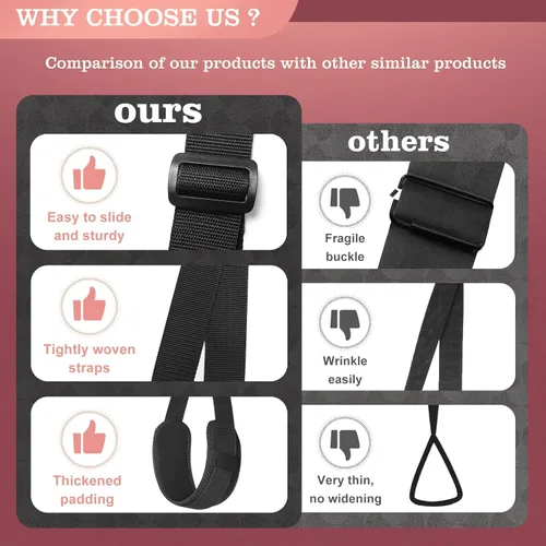 Vista 5 de Eslinga mejorada de cuello a muñeca, correas ajustables para piernas y esposas para parejas adultas SM, restricciones sexis para correas de cama