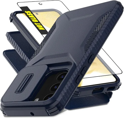 Vista 11 de Funda para Galaxy S22 5G con 1 protector de pantalla HD y cubierta de cámara deslizante [grado militar], funda protectora resistente a prueba