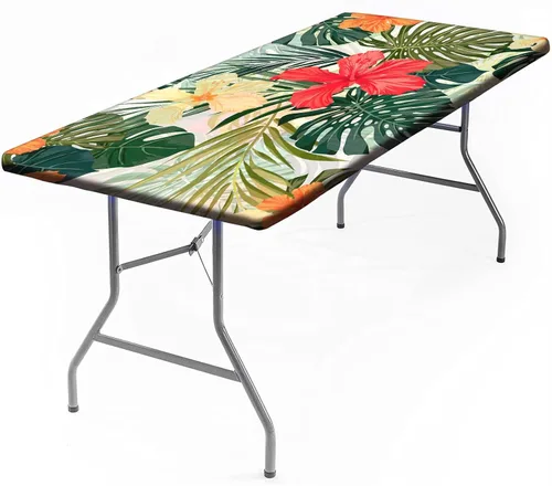 Vista 17 de Mantel rectangular elástico ajustable, con textura de madera de granja, cubierta de mesa de poliéster para mesa de bufé, picnic, cafeterías Mantel