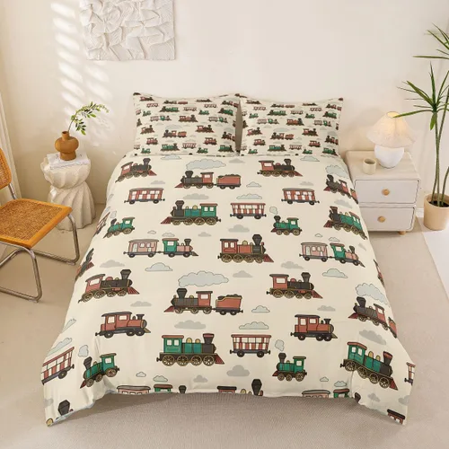 Vista 45 de Feelyou Race Car Duvet Cover Twin Size Boys Girls Speed Sports Car Bedding Set Breathable Soft Racing Comforter Cover 2Pcs Black White Checked Azure
