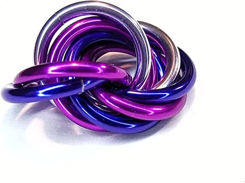 Vista 38 de Bola Fidget Möbii (MultiColor): Herramienta de juguete silenciosa para aliviar el estrés, ansiedad y estimular el ADHD para el hogar, viajes Cromo