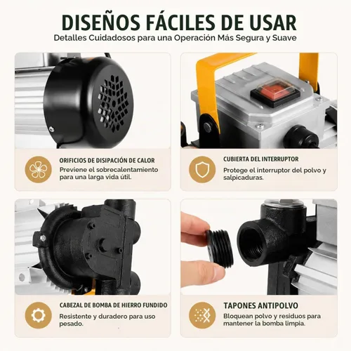 Vista 4 de 110V AC 16GPM 60L/min Bomba de transferencia de aceite, Bomba de aceite autocebante eléctrica, Bomba extractora de líquidos para diesel, queroseno