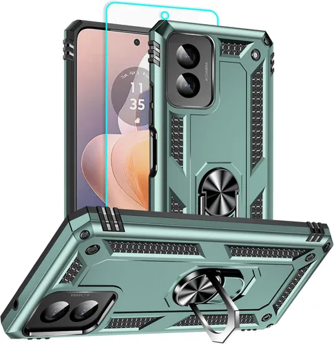 Vista 25 de HNHYGETE Funda para Motorola Edge 2025 con protector de pantalla: soporte giratorio de grado 360° (antideslizante) protección contra caídas y golpes
