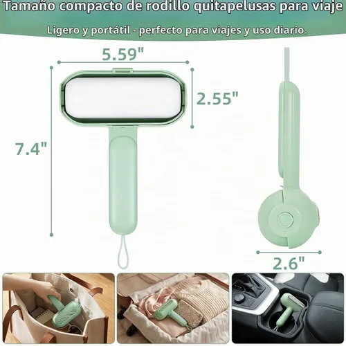 Vista 3 de Rodillo de pelusa reutilizable para pelo de mascotas extra adhesivo, rodillo de silicona lavable reutilizable para ropa, mini rodillo de pelusa