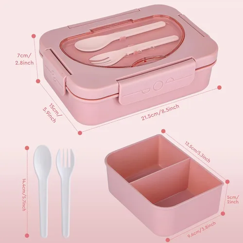 Vista 2 de Lonchera Bento para adultos, contenedores de almuerzo para adultos y niños, caja Bento de 5 compartimentos para niños, cajas de aperitivos