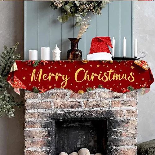 Vista 3 de NYZE Bufanda para Repisa de Chimenea Navideña 60 x 17 Pulgadas Cubierta Decorativa para Repisa de Chimenea de Navidad Camino de Mesa para Repisa