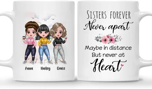 Vista 24 de GOSSBY Taza personalizada (2 Sisters) ¡Aparentemente somos problemas cuando estamos juntos, quién sabía! Taza personalizada para mejor amiga