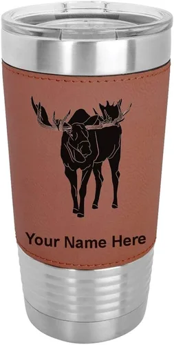 Vista 11 de LaserGram Vaso aislado al vacío de 20 onzas, alce, grabado personalizado incluido (piel sintética, estilo béisbol)